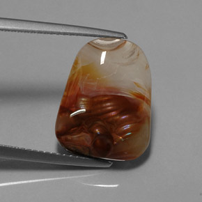 7.31 ct Multicolor Fire Agate Stone, Natural Fire Agate in Fancy Cabochon Shape for Sale
