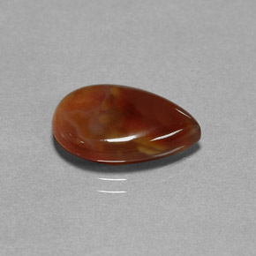 5.11 ct Multicolor Fire Agate Gemstone, Fire Agate Gem in Pear Cabochon Shape for Sale.