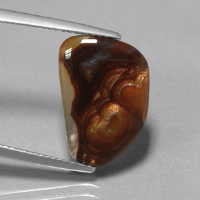 5.78 ct Multicolor Fire Agate Stone, Natural Fire Agate in Fancy Cabochon Shape for Sale