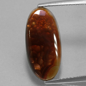 4.87 ct Multicolor Fire Agate Gemstone, Fire Agate Gem in Oval Cabochon Shape for Sale.