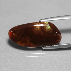 6.59 ct Multicolor Fire Agate Gemstone, Fire Agate Gem in Fancy Cabochon Shape for Sale.