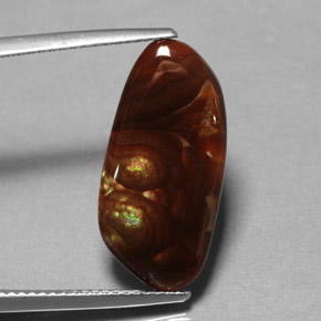 6.59 ct Multicolor Fire Agate Stone, Natural Fire Agate in Fancy Cabochon Shape for Sale