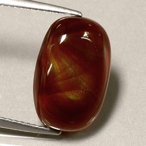 4.95 ct Multicolor Fire Agate Stone, Natural Fire Agate in Oval Cabochon Shape for Sale