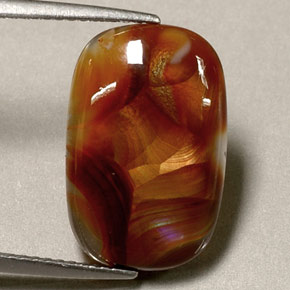4.84 ct Multicolor Fire Agate Stone, Natural Fire Agate in Cushion Cabochon Shape for Sale