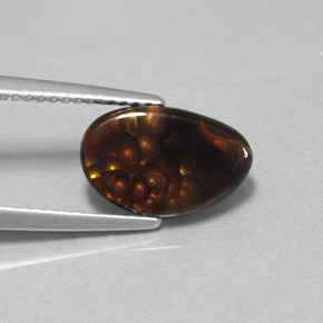 1.76 ct Multicolor Fire Agate Stone, Natural Fire Agate in Fancy Cabochon Shape for Sale