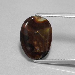 3.13 ct Multicolor Fire Agate Gemstone, Fire Agate Gem in Fancy Cabochon Shape for Sale.