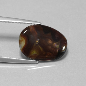 3.13 ct Multicolor Fire Agate Stone, Natural Fire Agate in Fancy Cabochon Shape for Sale