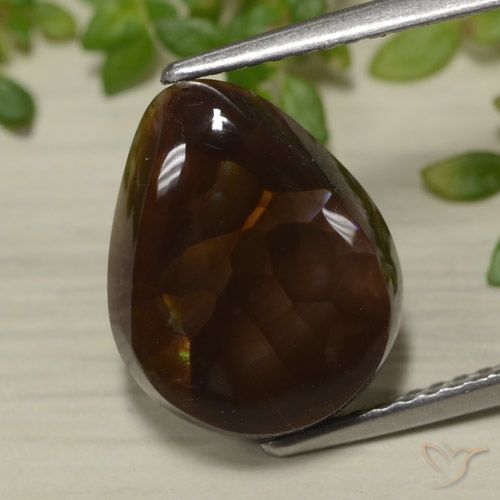 4.89ct Natural Multicolor Fire Agate, Pear Shape, Opaque