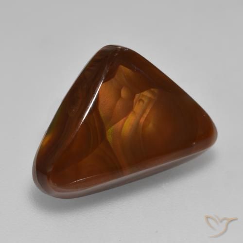 6.64 ct Multicolor Fire Agate Stone, Natural Fire Agate in Trillion Cabochon Shape for Sale
