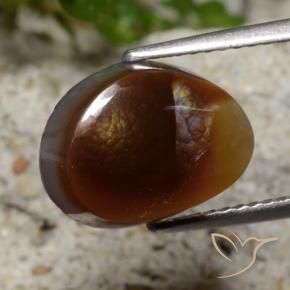 4.44 ct Multicolor Fire Agate Stone, Natural Fire Agate in Fancy Cabochon Shape for Sale