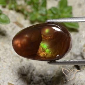 3.99 ct Multicolor Fire Agate Stone, Natural Fire Agate in Fancy Cabochon Shape for Sale