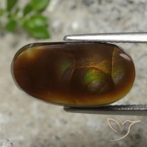 5.99 ct Multicolor Fire Agate Stone, Natural Fire Agate in Fancy Cabochon Shape for Sale
