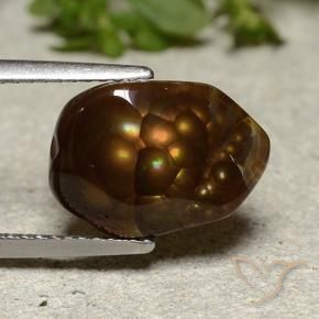 4.26 ct Multicolor Fire Agate Stone, Natural Fire Agate in Fancy Cabochon Shape for Sale