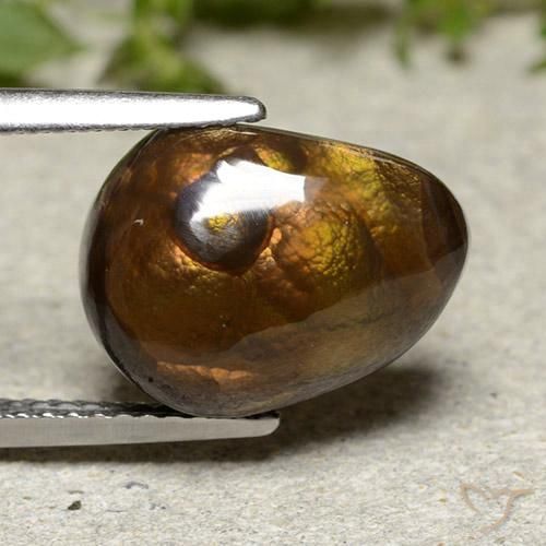 6.07 ct Multicolor Fire Agate Stone, Natural Fire Agate in Fancy Cabochon Shape for Sale