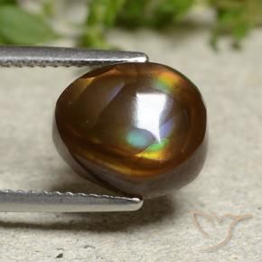 Fire Agate Gemstone in 11.1 x 9.8 mm Size for Sale, Fire Agate Stone in Multicolor Color