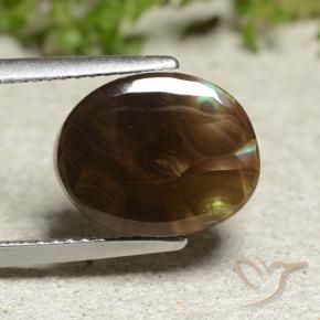 5.15 ct Multicolor Fire Agate Stone, Natural Fire Agate in Oval Cabochon Shape for Sale