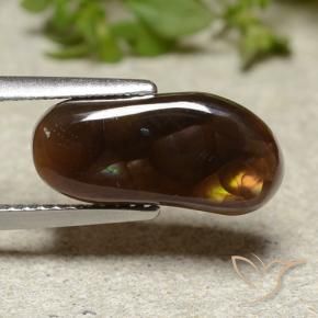3.79 ct Multicolor Fire Agate Stone, Natural Fire Agate in Fancy Cabochon Shape for Sale