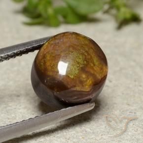 3.92 ct Multicolor Fire Agate Stone, Natural Fire Agate in Round Cabochon Shape for Sale