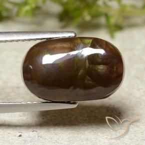 6.24 ct Multicolor Fire Agate Stone, Natural Fire Agate in Oval Cabochon Shape for Sale