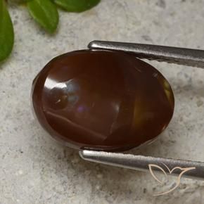 3.93 ct Multicolor Fire Agate Stone, Natural Fire Agate in Oval Cabochon Shape for Sale