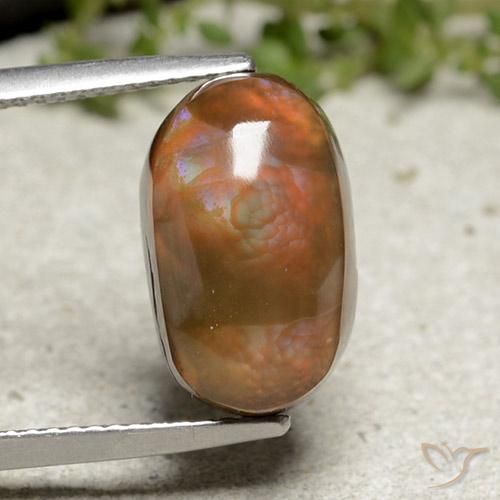 14,4 x 8,9mm Agata di fuoco multicolore Ovale cabochon dal Messico, peso di 6,66 ct, pietra preziosa naturale non trattati in purezza Opaque, Agata di fuoco 1pz - il colore è Multicolore, durezza Mohs di 6,5 - 7 adatto per gioielli da indossare ogni giorno, Photo A