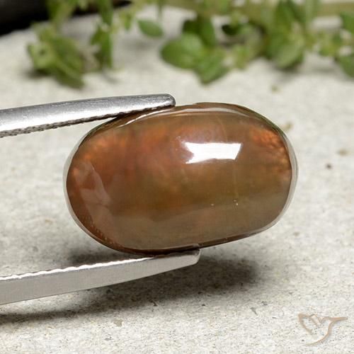 6.66 ct Multicolor Fire Agate Stone, Natural Fire Agate in Oval Cabochon Shape for Sale