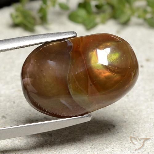 7.57 ct Multicolor Fire Agate Stone, Natural Fire Agate in Fancy Cabochon Shape for Sale