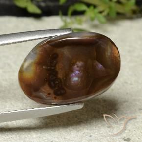 7.65 ct Multicolor Fire Agate Stone, Natural Fire Agate in Oval Cabochon Shape for Sale