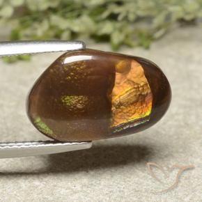 7.17 ct Multicolor Fire Agate Stone, Natural Fire Agate in Fancy Cabochon Shape for Sale