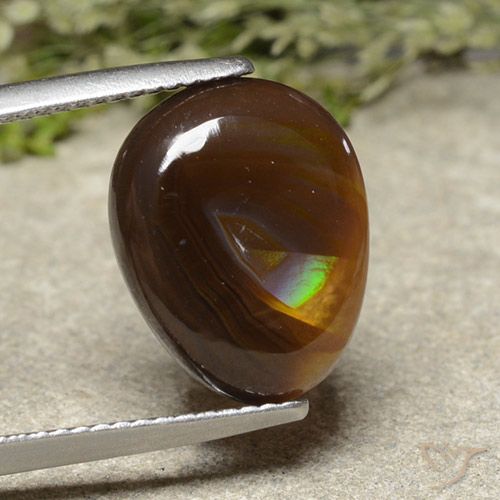 5.43ct Natural Multicolor Fire Agate, Pear Shape, Opaque