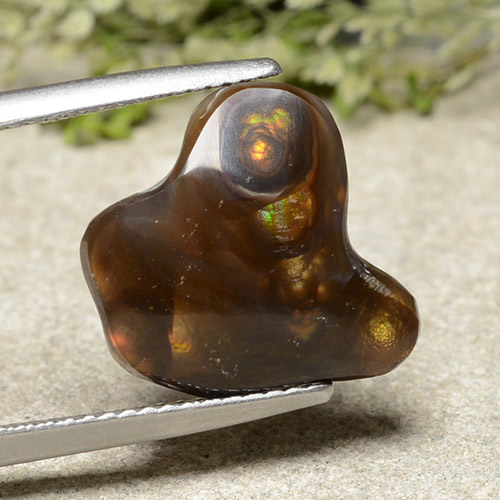 Mehrfarbig Feuerachat Edelstein - 6.6ct Ausgefallener Cabochon (ID: 487198)