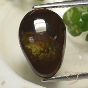 5.43 ct Multicolor Fire Agate Stone, Natural Fire Agate in Pear Cabochon Shape for Sale