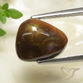 2.56 ct Multicolor Fire Agate Stone, Natural Fire Agate in Shark Fin Cabochon Shape for Sale