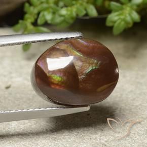 7.46 ct Multicolor Fire Agate Stone, Natural Fire Agate in Oval Cabochon Shape for Sale