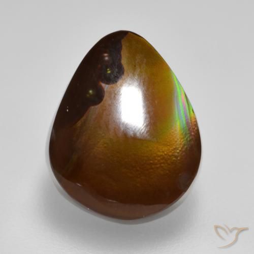 5.78ct Natural Multicolor Fire Agate, Pear Shape, Opaque