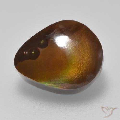5.78 ct Multicolor Fire Agate Stone, Natural Fire Agate in Pear Cabochon Shape for Sale