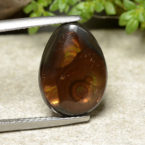 Multicolor Fire Agate Gem - 5.8ct Pear Cabochon (ID: 488067)