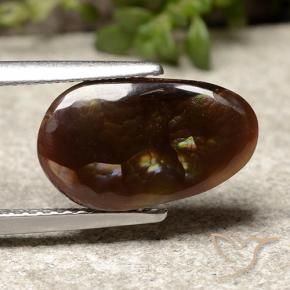 2.38 ct Multicolor Fire Agate Stone, Natural Fire Agate in Oval Cabochon Shape for Sale