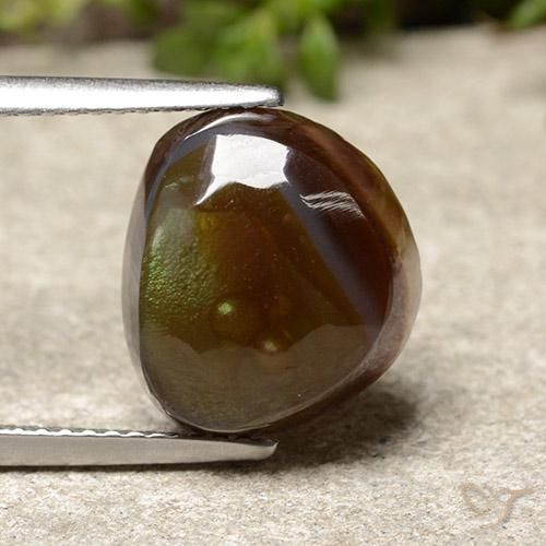 5.77 ct Multicolor Fire Agate Gemstone, Fire Agate Gem in Fancy Cabochon Shape for Sale.