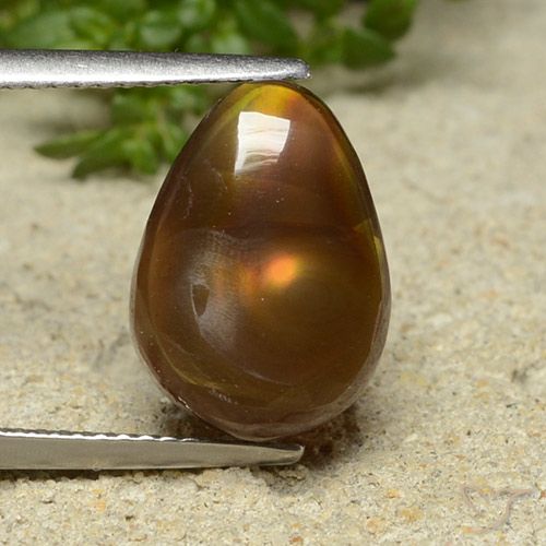 5.57ct Natural Multicolor Fire Agate, Pear Shape, Opaque