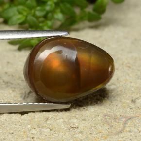 5.57 ct Multicolor Fire Agate Stone, Natural Fire Agate in Pear Cabochon Shape for Sale