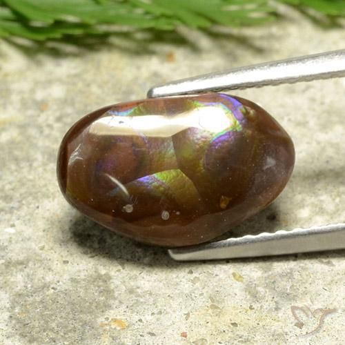 2.52 ct Multicolor Fire Agate Stone, Natural Fire Agate in Fancy Cabochon Shape for Sale