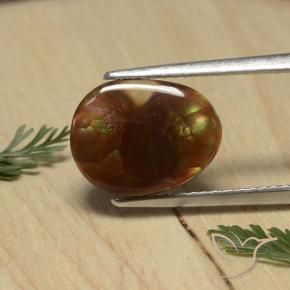 3.74 ct Multicolor Fire Agate Stone, Natural Fire Agate in Oval Cabochon Shape for Sale