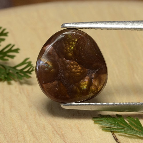 Multicolore Agate de Feu gemme - 3.1ct Cabochon fantaisie (ID: 489243)