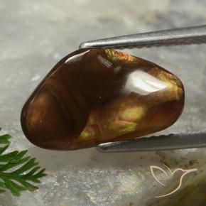 2.77 ct Multicolor Fire Agate Stone, Natural Fire Agate in Shark Fin Cabochon Shape for Sale