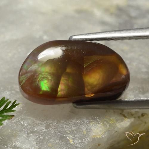 4.21 ct Multicolor Fire Agate Stone, Natural Fire Agate in Fancy Cabochon Shape for Sale