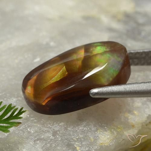 Fire Agate Gemstone in 13.4 x 7.6 mm Size for Sale, Fire Agate Stone in Multicolor Color