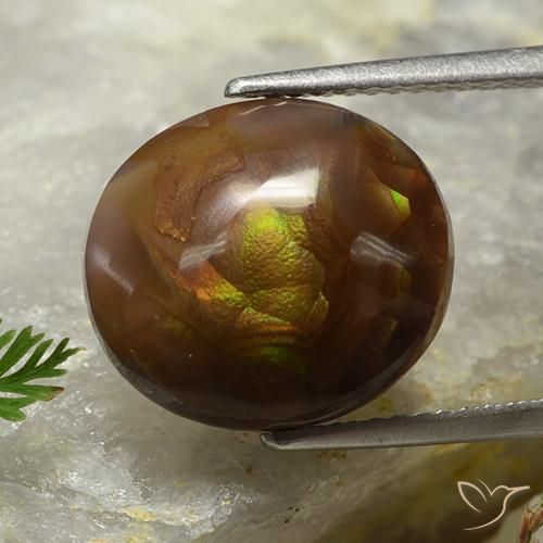 7.18 ct Multicolor Fire Agate Stone, Natural Fire Agate in Oval Cabochon Shape for Sale