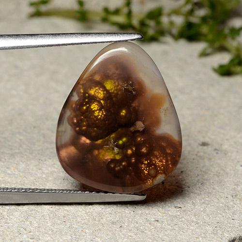 Multicolor Fire Agate Gem - 7.4ct Pear Cabochon (ID: 489256)