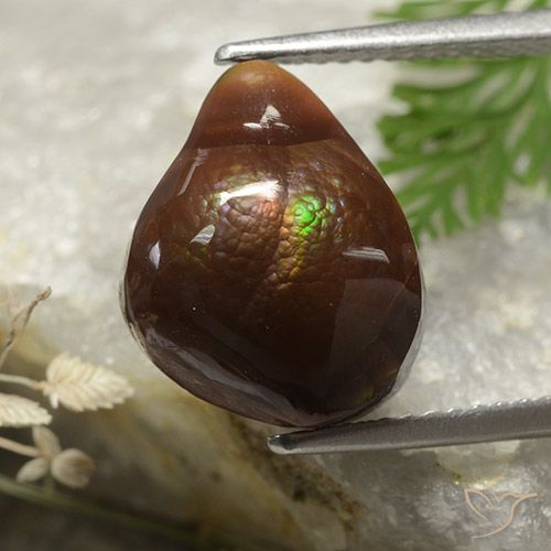 4.97 ct Multicolor Fire Agate Gemstone, Fire Agate Gem in Fancy Cabochon Shape for Sale.